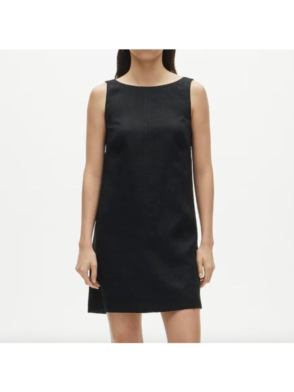 NWT J.Crew Billie Linen Mini Dress Sz 8 Black Classic Chic Sleeveless V-Back